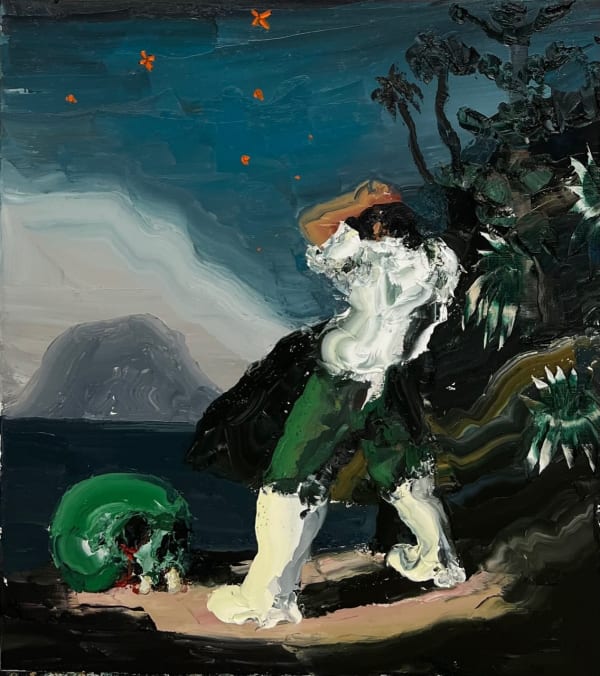 Paul Ryan Last day on the Island , 2022 Oil on Linen 92x 41cm