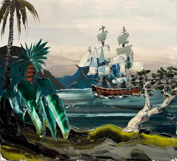 Paul Ryan There's Blood on the Seas. If Ya Map em II, 2021 Oil on Canvas 122 x 122cm