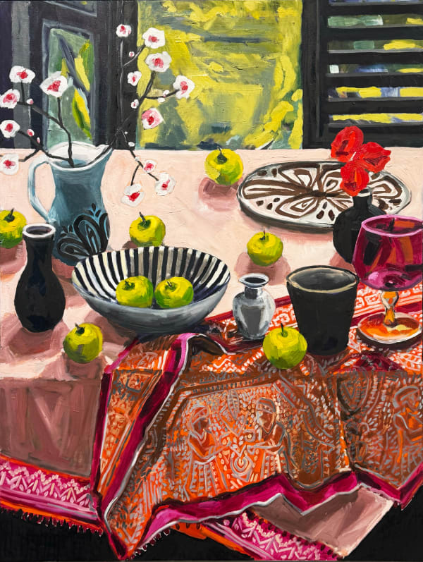 Kate Nielsen Cherry blossom with Apples, 2025 Oil on canvas 120 x 100cm