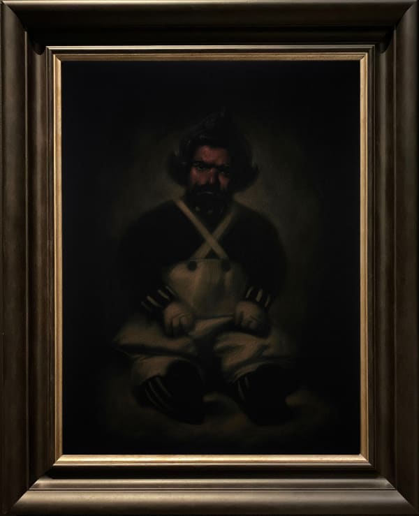 Leslie Rice Servitude (Doopity-do What you Mist) , 2021 Acrylic on velvet 61 x 46cm; 78.5 x 64cm framed