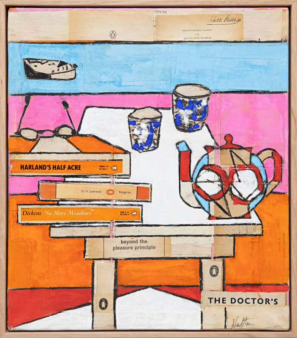Katherine Hattam The Doctors, 2024 Mixed media on linen 43 x 38cm