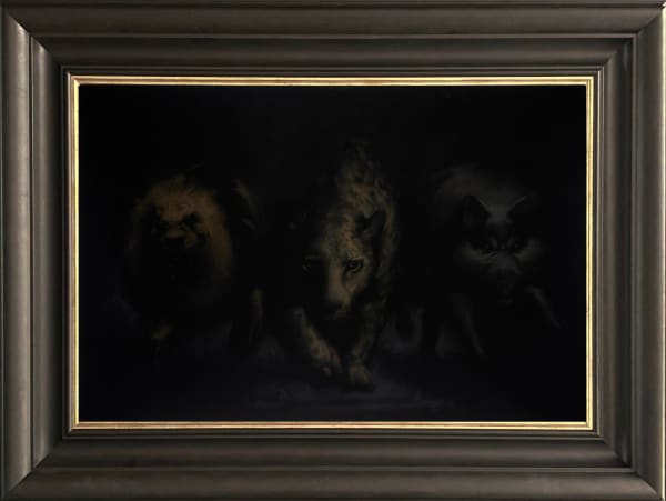 Leslie Rice Canto One: Violence, Avarice and Incontinence , 2021 Acrylic on velvet 61 x 91.4cm; 90 x 120.5cm framed