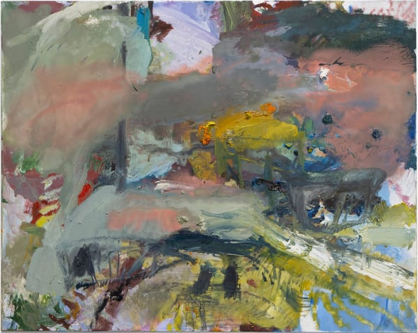 Stephanie Eather From a Getz to a Hilux over the soil on the Hay plains, 2023 Oil on polycotton, framed 61 x 77cm