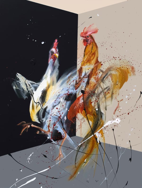 Loribelle Spirovski Sabong 14, 2022 Oil and acrylic on wood panel 60.5 x 45.5cm