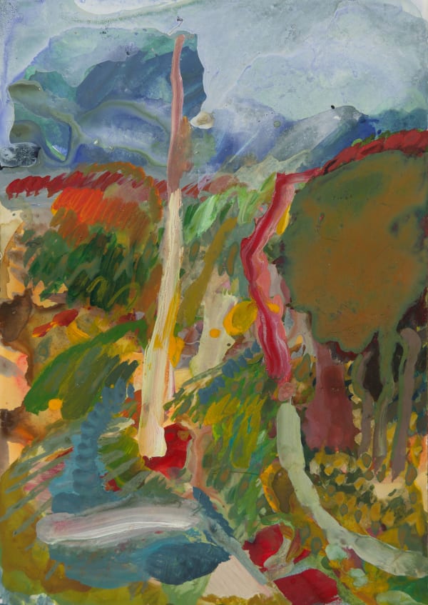 Stephanie Eather Passing the powerline on Glenisla drive, 2026 Gouache and acrylic on gessoed panel 30 x 20cm