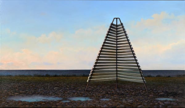 Adam Nudelman Until paradise returns, 2024 Acrylic and oil on linen, framed 65 x 112cm