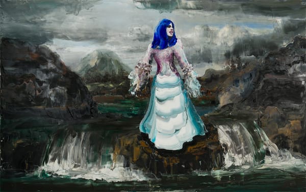 Paul Ryan She floated in on a cloud, Ela Vesta Nuvem, 2024 Oil on linen 200 x 330cm