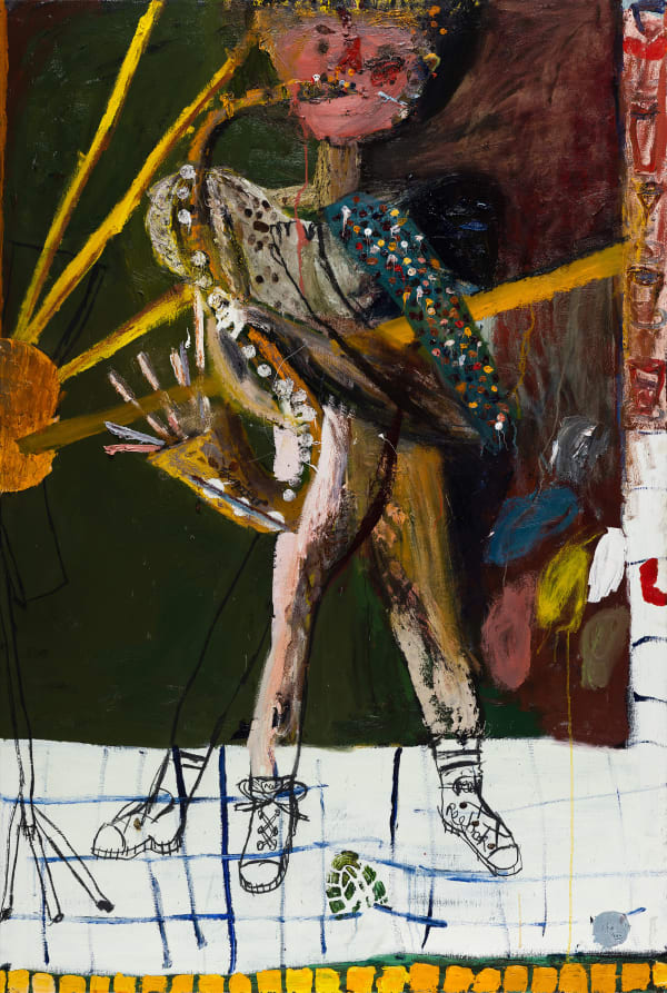 James Drinkwater Playing on the bar, 2023 oil on linen 183 x 122cm