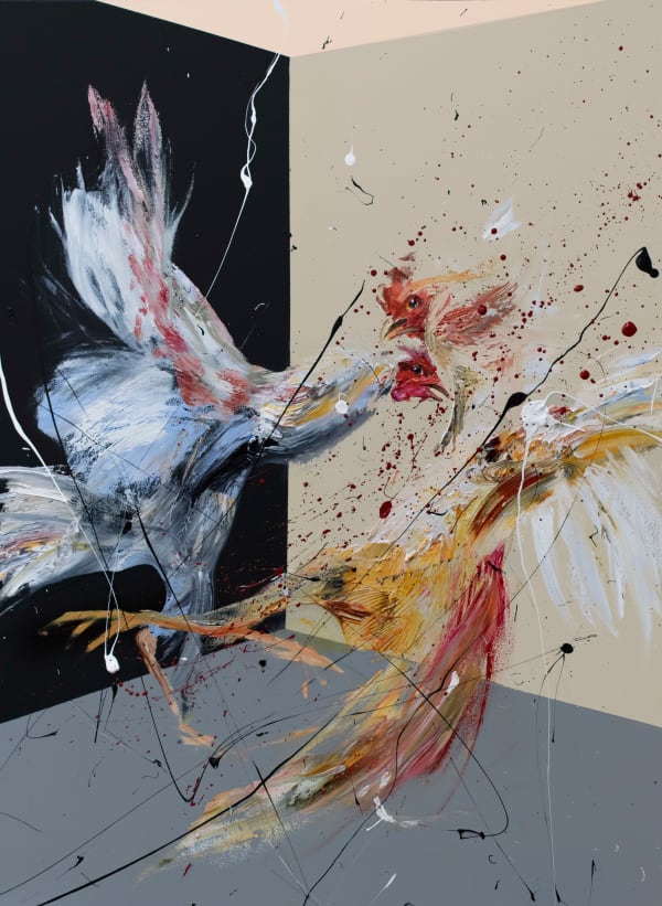 Loribelle Spirovski Sabong 7, 2022 Oil and acrylic on wood panel 60.5 x 45.5cm