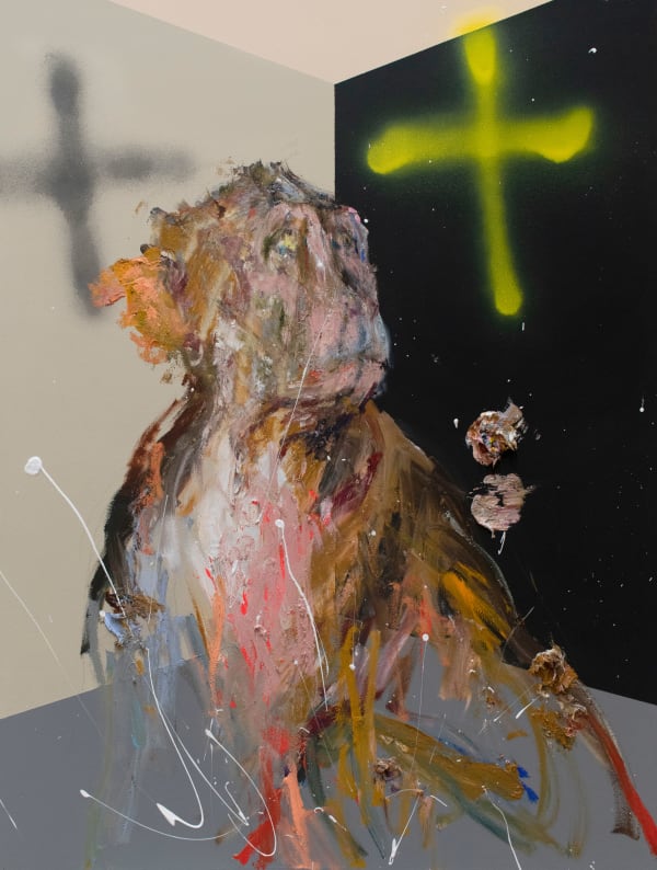 Loribelle Spirovski Via Crucis 7, 2022 Oil and acrylic on wood panel 60.5 x 45.5cm