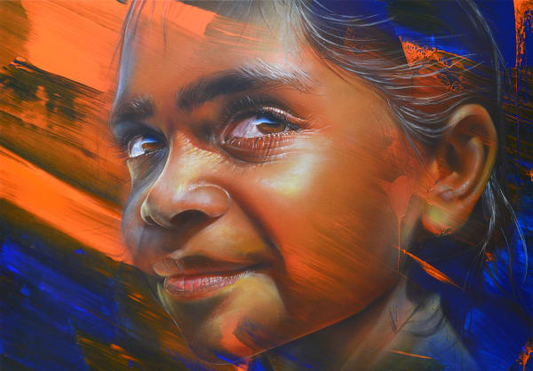 Matt Adnate Still Dreams, 2025 Spray Paint and Acrylic on Linen 178 x 124cm