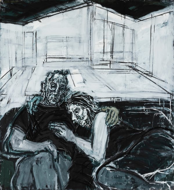 David Fairbairn Double Lives D.F & S.A No.1, 2021 acrylic gouache pastel & willow charcoal on paper on board 172 x 158cm