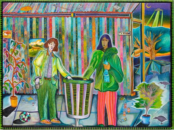 Nick Santoro Beware of the Waka Birds, 2024 Synthetic polymer paint on polyester 58 x 78cm