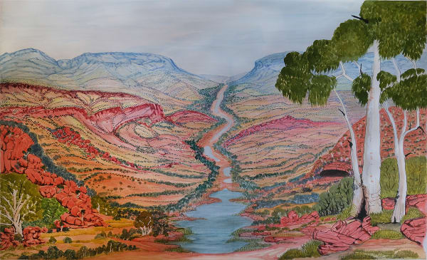 Selma Coulthard Old Tempe Downs First Station, 2023 Watercolour on paper 61 x 97cm paper size