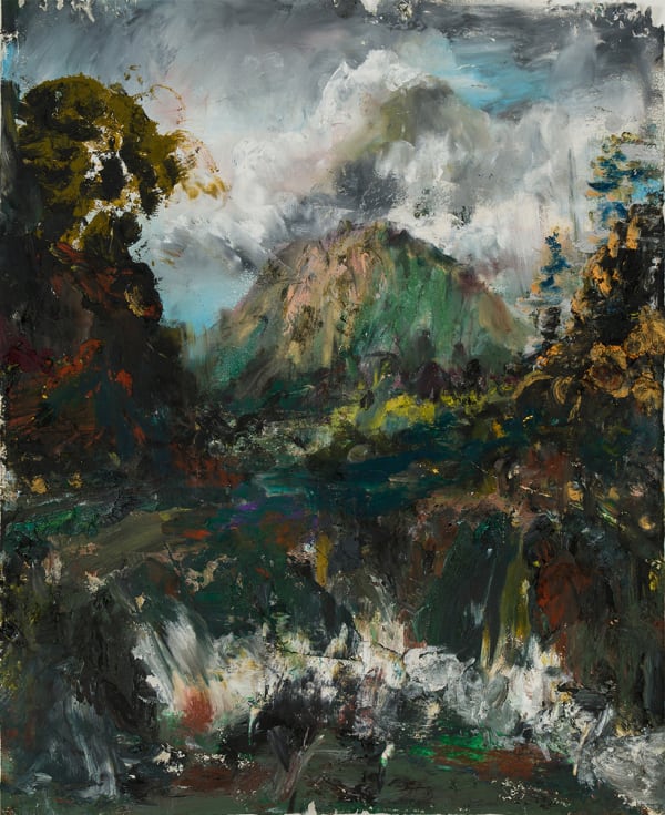 Paul Ryan Study after van Ruisdael, 2024 Oil stick on cotton rag 56 x 45cm