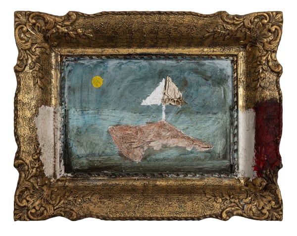 James Drinkwater I am a boat TCOML 7, 2024 Oil on board with ornate frame 39.5 x 50cm