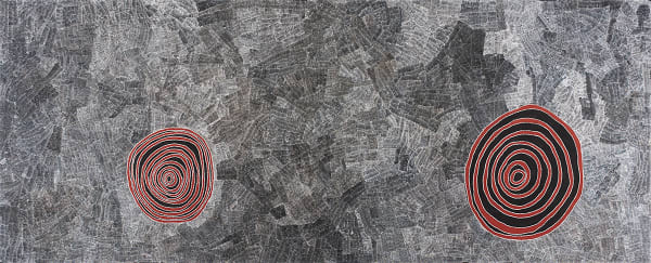 Wentja Morgan Napaltjarri Rockholes West of Kintore AEWMN10-08222PAG, 2008 Acrylic on linen 200 x 500cm