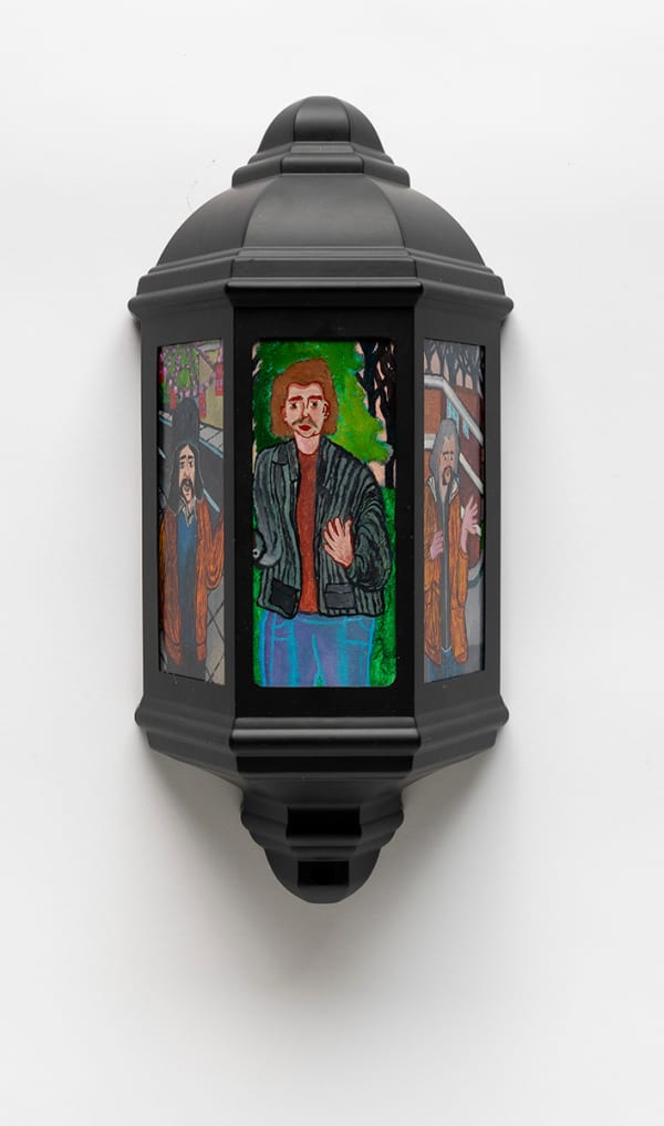 Nick Santoro Motivational Influencers, Wisdom Bloggers, Life Coach Streamers, 2025 Synthetic polymer paint on glass and metal 36 x 17.5 x 10cm