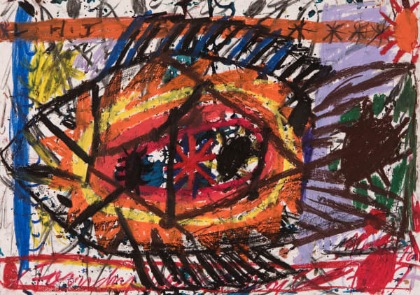 James Drinkwater Postcards Addressed to the Interior 11, 2019 Ink, oil crayon and charcoal on paper 64 x 80cm Framed; 40 x 57cm image size