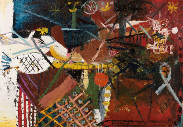 James Drinkwater The Jazz Band After the Exhibition , 2019 Oil and enamel on canvas 140 x 200cm