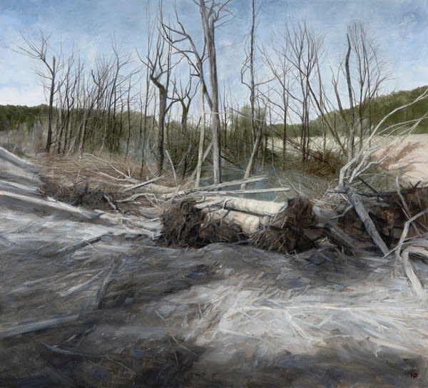 Nicholas Blowers Felled Tree Study, Savage River Tailing Ponds , 2015 Oil on Canvas 59 x 65cm