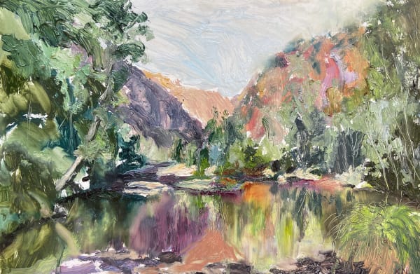 Kirsty Neilson Somewhere along the Tarlow River (Goulburn, NSW), 2025 Oil on gessoed panel 20 x 30cm