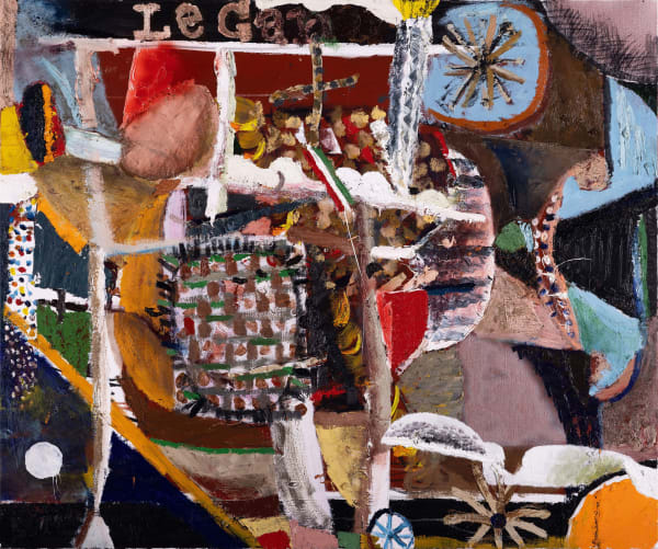 James Drinkwater Parisien commuter reading a newspaper, 2024 Oil on linen 100 x 120cm