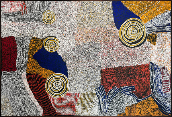 Bill Whiskey Tjapaltjarri Rockholes near the Olgas, circa 2008 Acrylic on linen 185.5 x 274.5cm