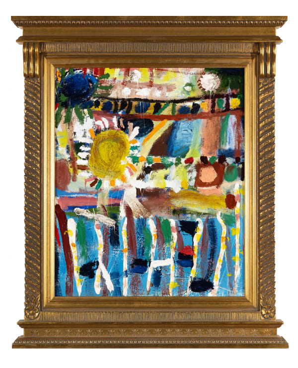 James Drinkwater Piscina Olympica, 2025 Oil on linen with Venetian school frame 86 x 71cm