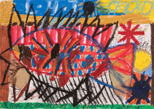 James Drinkwater Postcards Addressed to the Interior 22, 2019 Ink, oil crayon and charcoal on paper 50 x 60cm Framed; 28 x 40cm image size