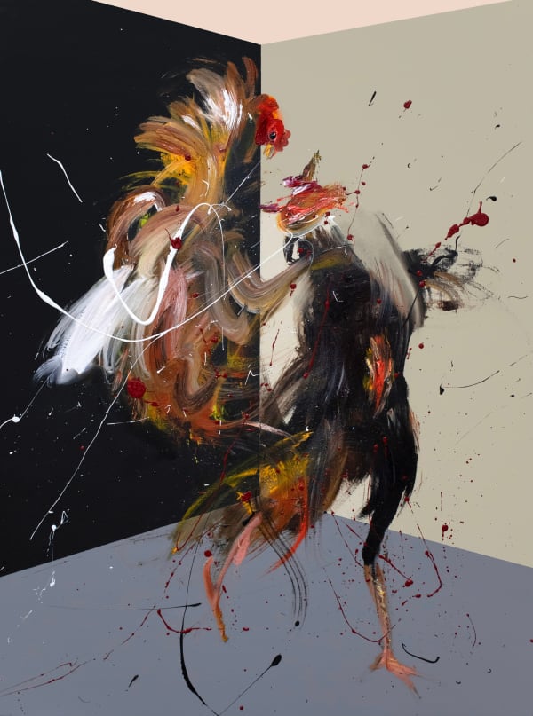 Loribelle Spirovski Sabong 2, 2022 Oil and acrylic on wood panel 60.5 x 45.5cm