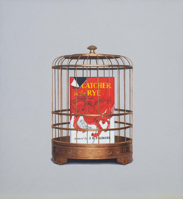 Jonathan Dalton An old idea, no longer dangerous, in a fake gilded cage, 2023 Oil on birch board 60 x 55cm