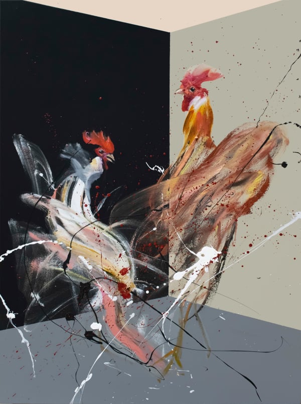 Loribelle Spirovski Sabong 15, 2022 Oil and acrylic on wood panel 60.5 x 45.5cm