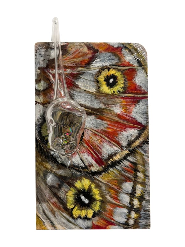 Floria Tosca Lepidoptera glitterati, 2023 mixed media on panel and acrylic 20cm x 12cm