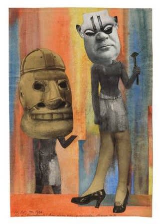 Hannah Hoch Aus der Sammlung: Aus einem Ethnographischen Museum Nr. IX. Collage et aquarelle sur papier marouflé 27,6 x 19 cm