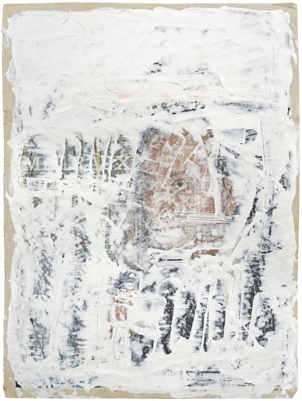 Gil Joseph Wolman Malraux, ca.1991 peinture blanche sur journal 36 x 27 cm