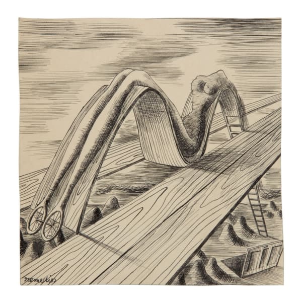 Remedios Varo Uranga Comme en rêve encre noire sur papier fort 15 x 15 cm (archives) 6 x 6 in. (archives)