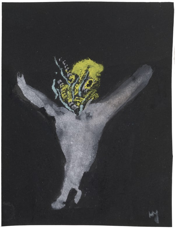 Henri Michaux Sans titre gouache sur papier noir 13 x 10 cm