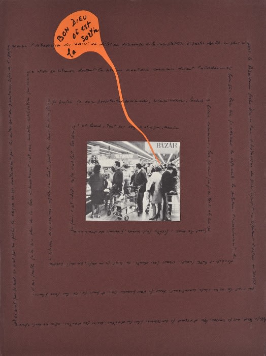 Bernard Heidsieck Foule n° 31 écritures et collages de photos de foules sur papier 54 x 40 cm (disponible) 54 x 40 cm (available)