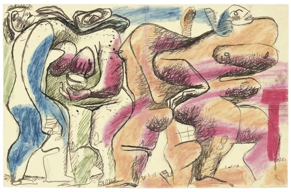 Charles-Edouard Le Corbusier Quatre femmes encre et pastel lavé sur papier 27 x 42 cm
