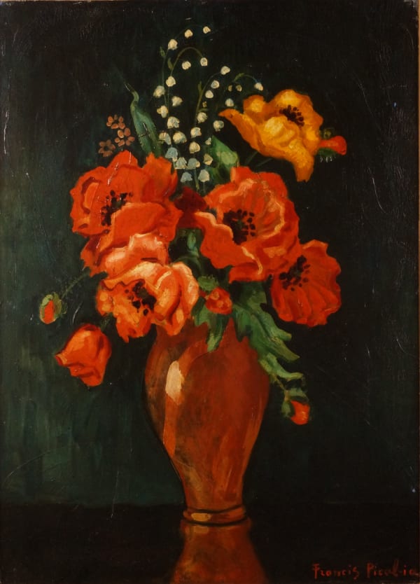 Francis Picabia Sans titre (Bouquet de fleurs pavots) Huile sur panneau 73 x 53 cm (archives)