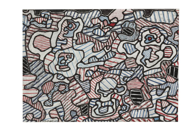 Jean Dubuffet Cafetière, tasse et soucoupe, sucrier vinyle sur papier monté sur toile 50.1 x 68.5 cm (archives) 50.1 x 68.5 cm
