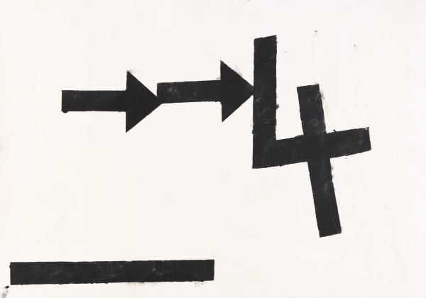 Jannis Kounellis Senza Titolo Bitume sur papier / détrempe et huile sur papier 70 x 100 cm
