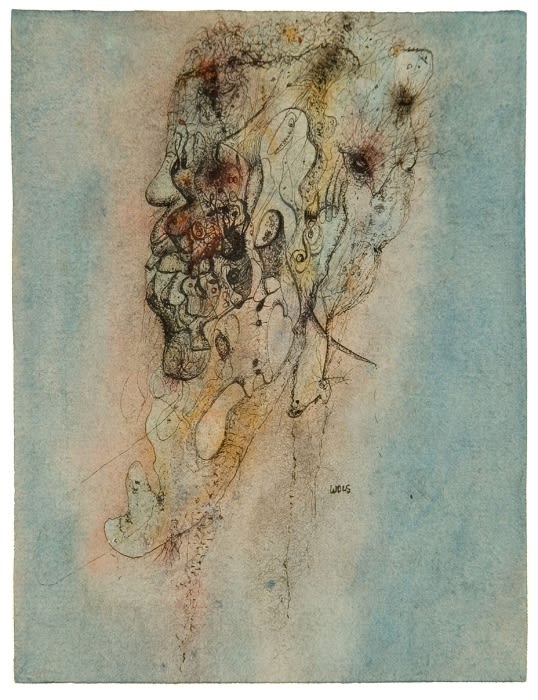 Wols Tête aquarelle et gouache sur papier 16.5 x 12.5 cm 45 5/8 by 32 1/8 in.