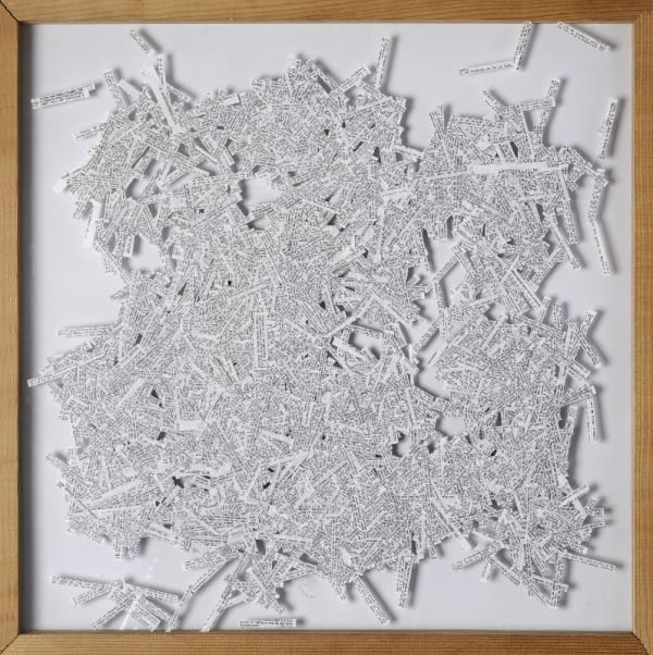 Gil Joseph Wolman la Bible montage de papiers découpés entre feuilles de plexiglas 54,5 x 54,5 cm (disponible) 54,5 x 54,5 cm (available)