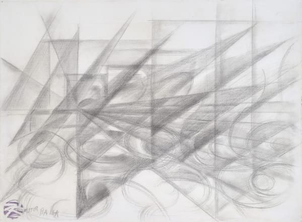 Giacomo Balla Dynamisme automobile dessin à la mine de plomb sur papier 48 x 61 cm (disponible) 4 1/8 by 5 1/8 in. (available)