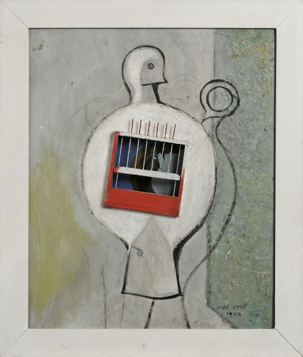 Max Ernst La colombe avait raison huile et assemblage sur carton, bois et fils métalliques 42 x 35 cm (archives)