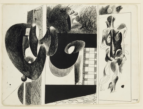 Arshile Gorky Sans titre. Etude pour 'Nighttime, Enigma and Nostalgia' dessin à la plume et encre de Chine sur papier 55,4 x 76,5 cm (archives) 22 x 30 in. (archives)