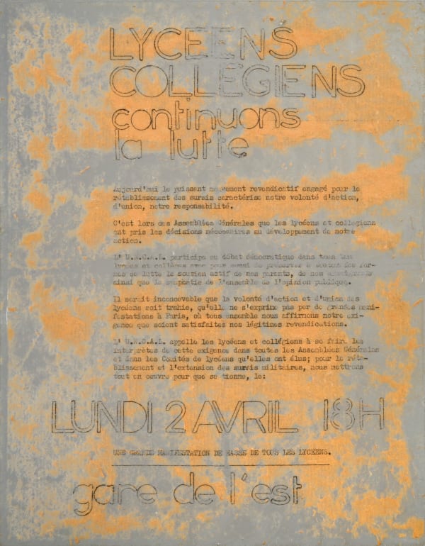 Gil Joseph Wolman lycéens / collégiens, 1973 art scotch sur plaque plastique 27 x 21 cm