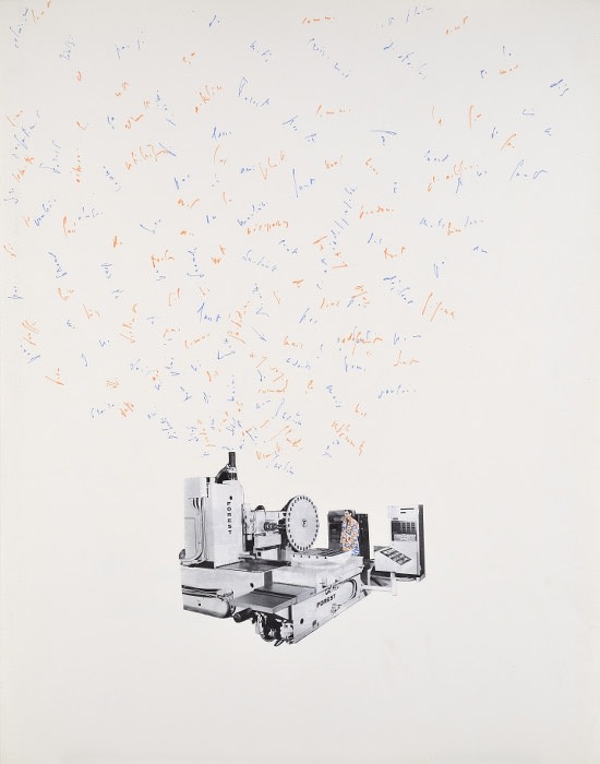 Bernard Heidsieck Machine à mots n° 21 écritures et collage de photographie sur papier 64 x 50 cm (disponible) 15 by 18 3/4 in. (available)